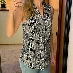 Tropical Print Sleeveless Top